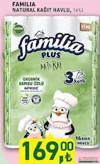 FAMİLİA NATURAL KAĞIT HAVLU 16'LI 3 KATLI FAMİLİA NATURAL KAĞIT HAVLU 16'LI 3 KATLI